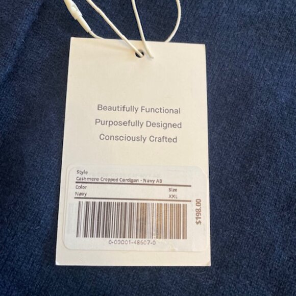 Everlane Cropped Cashmere Cardigan in Navy Blue, Size XXL - Picture 6 of 7